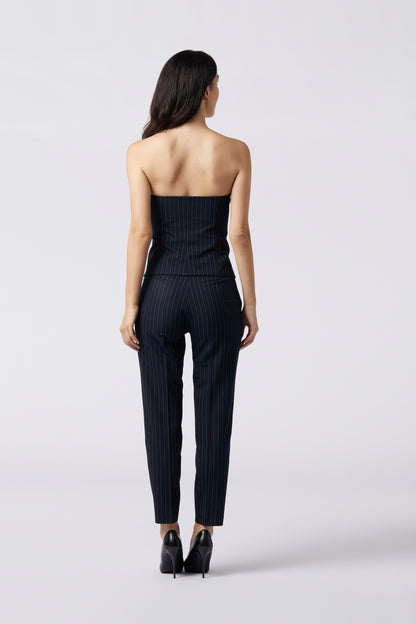 Tailleur trois pièces - Giacca doppiopetto, Pantalone skinny e Top bustier Gessato Frescolana