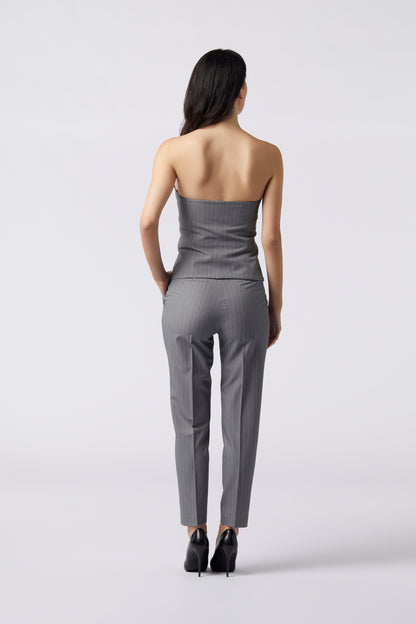 Tailleur trois pièces - Giacca doppiopetto, Pantalone skinny e Top bustier Gessato Frescolana