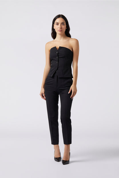 Tailleur trois pièces - Giacca doppiopetto, Pantalone skinny e Top bustier Gessato Frescolana