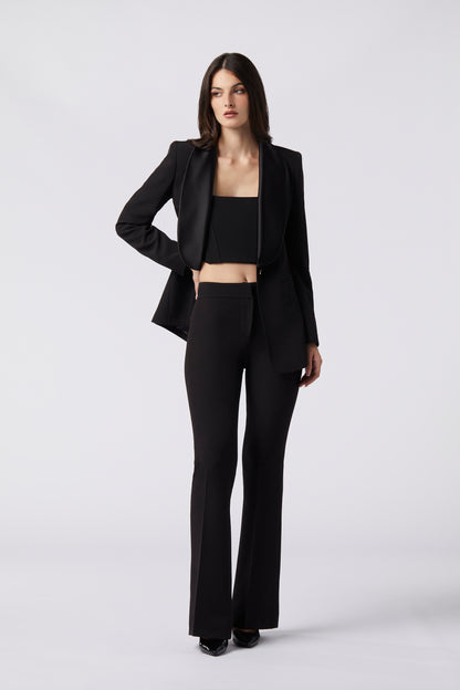 Tailleur trois pièces - Giacca rever raso, Pantalone zampa e Top bustier