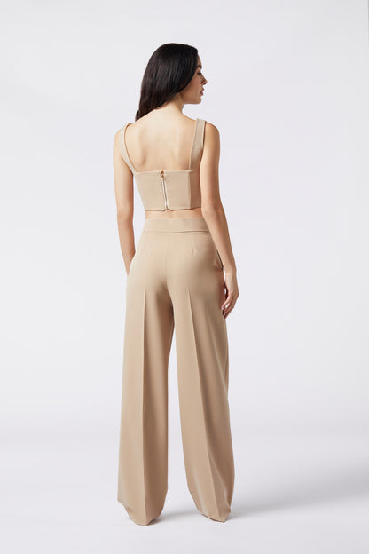 Tailleur trois pièces - Giacca con cintura, Pantalone palazzo, Top bustier