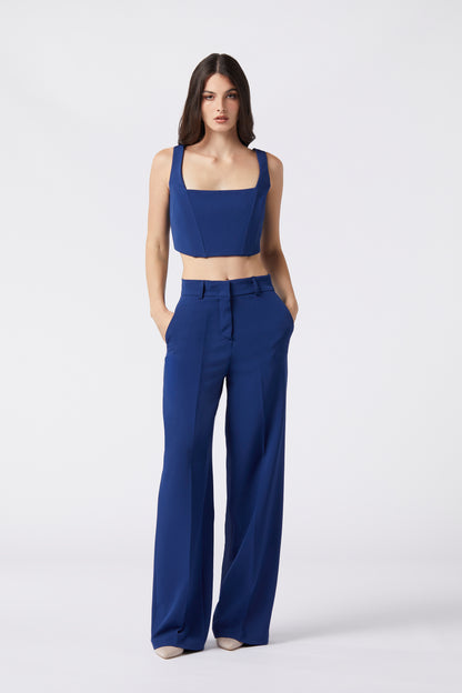 Tailleur trois pièces - Giacca rever raso, Pantalone palazzo e Top bustier