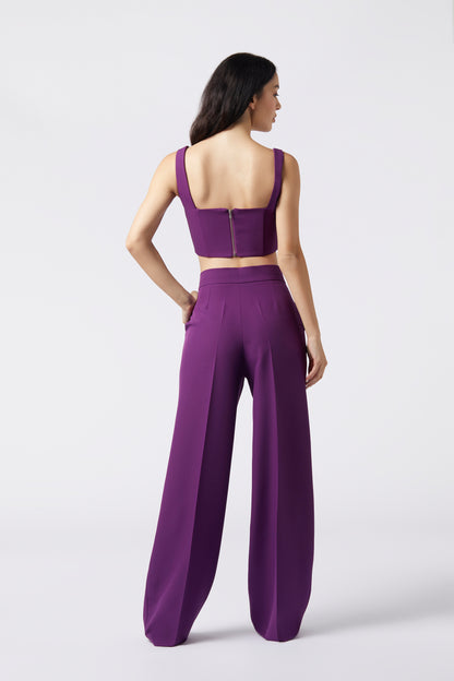 Tailleur trois pièces - Giacca con cintura, Pantalone palazzo, Top bustier