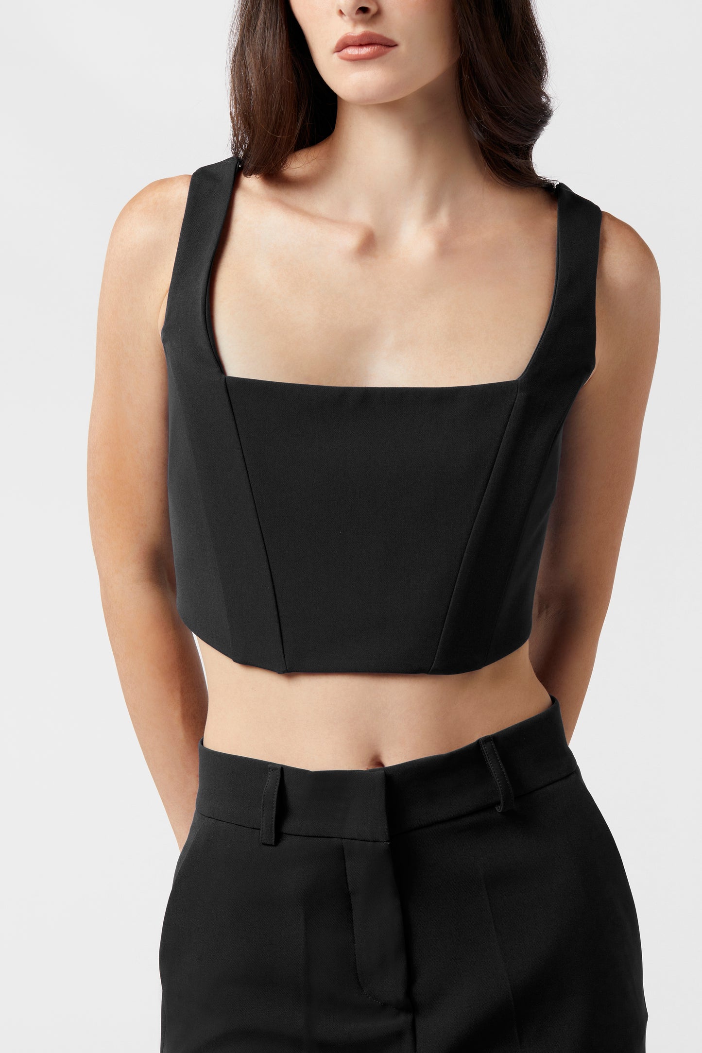 Tailleur trois pièces - Giacca con cintura, Pantalone palazzo, Top bustier